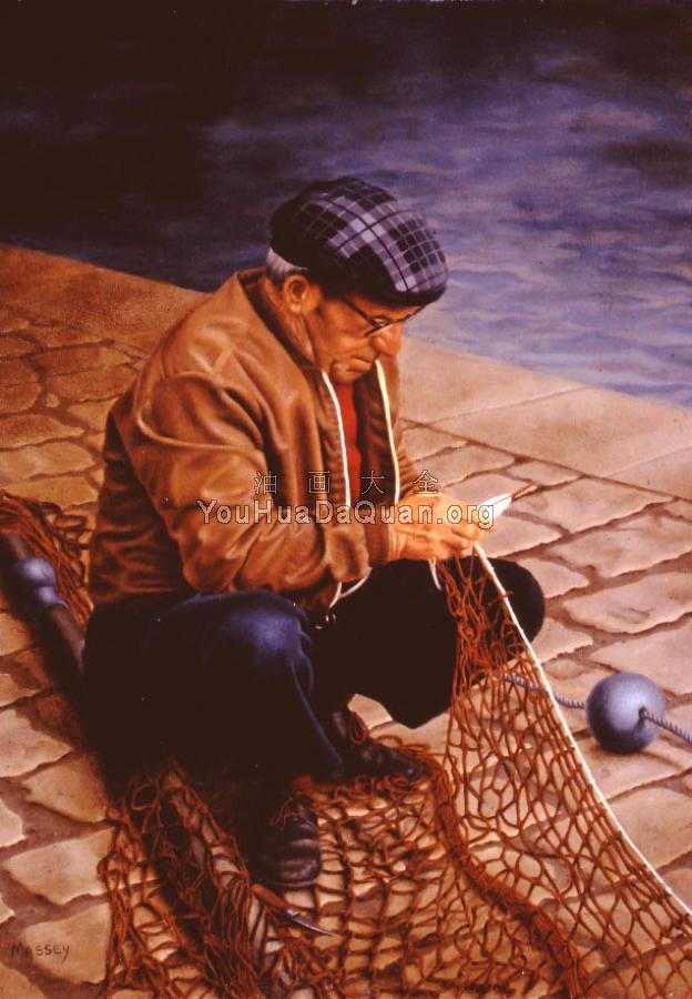 Fisherman Mending His Net - 安·詹姆斯·梅西